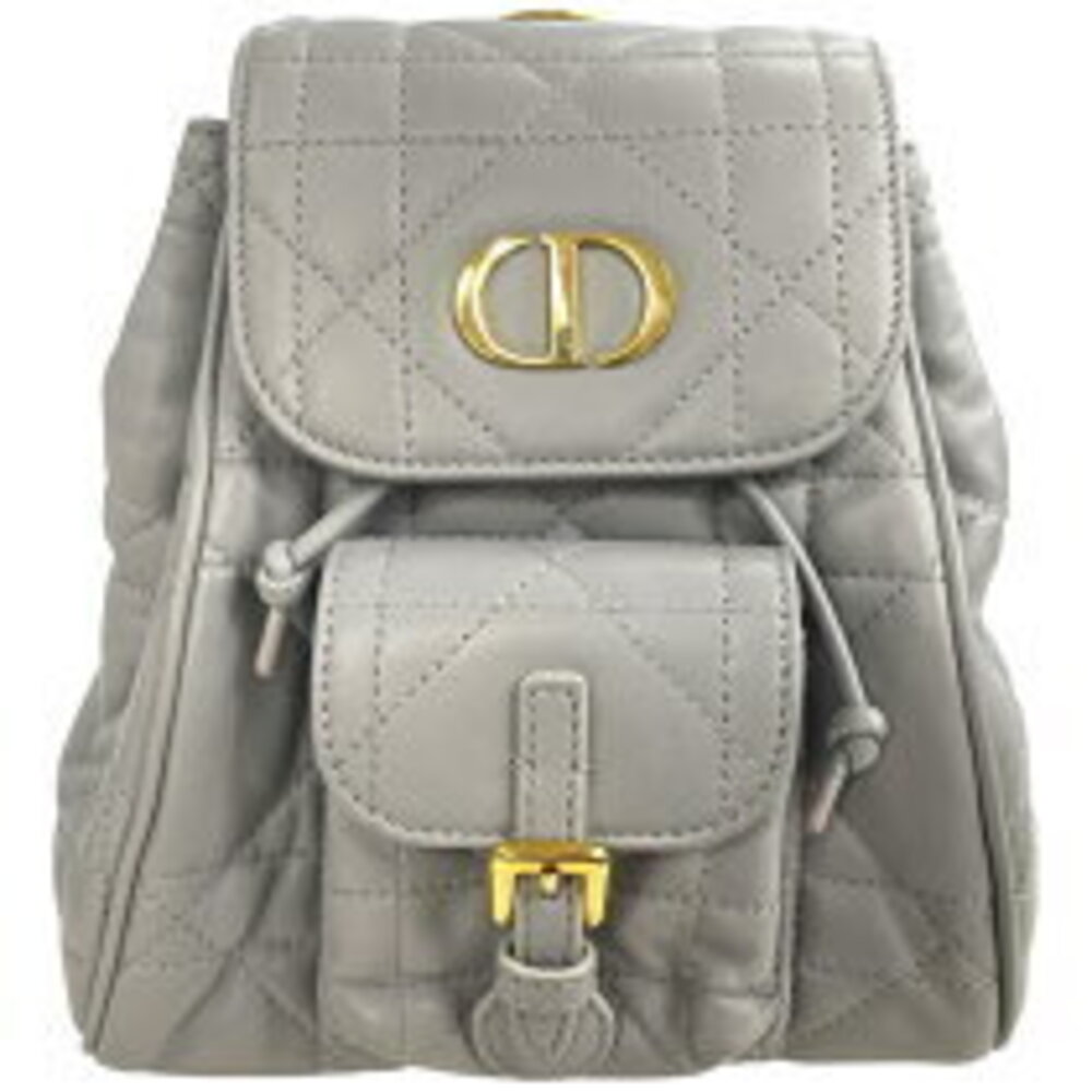 Christian Dior Caro Backpack Gray Lambskin